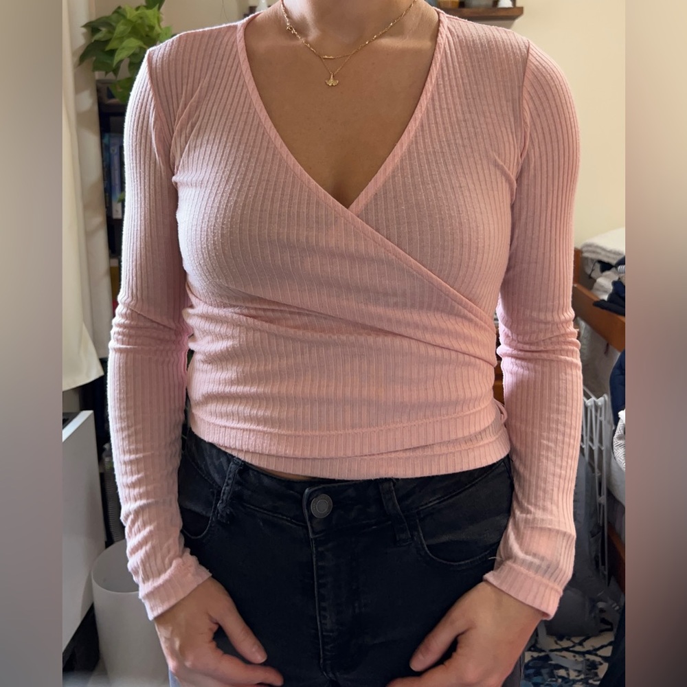 Harlow and Graham Pink Wrap Top